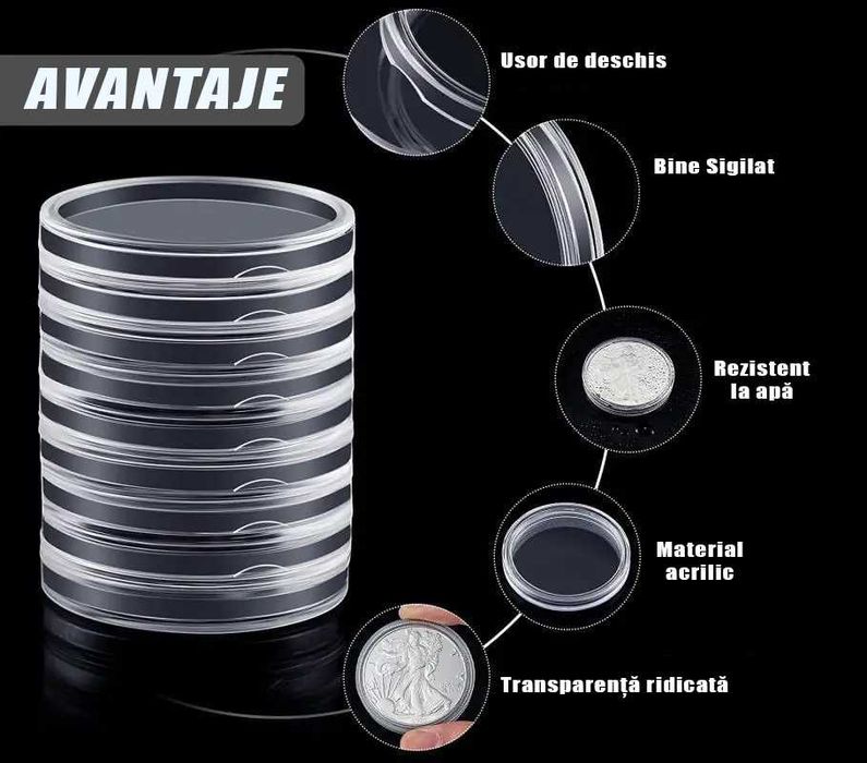 60 Capsule monede de 41 mm, de 8 dimensiuni 18/20/22/25/27/30/39/41