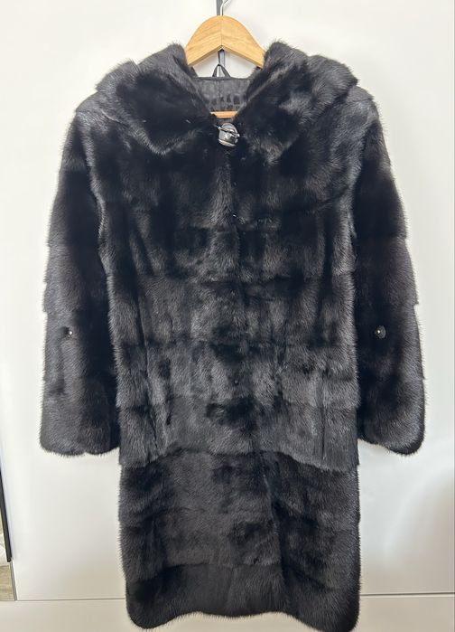 Норковая шуба с капюшоном