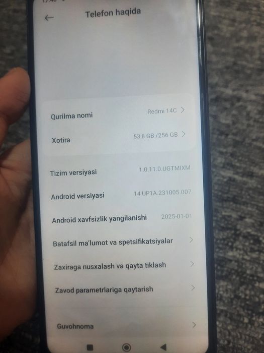 Redmi 14C 256GB xolati yaxshi yangi