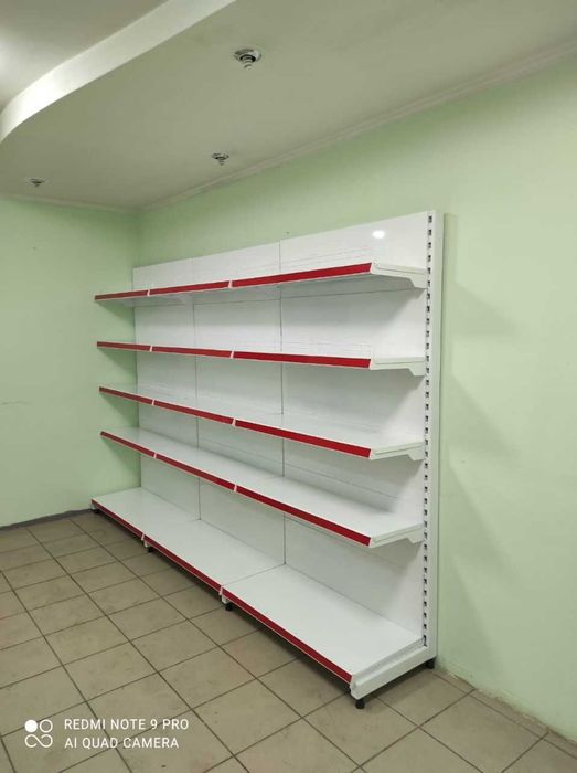 Островной стелаж металлический облегченный с полками экономный