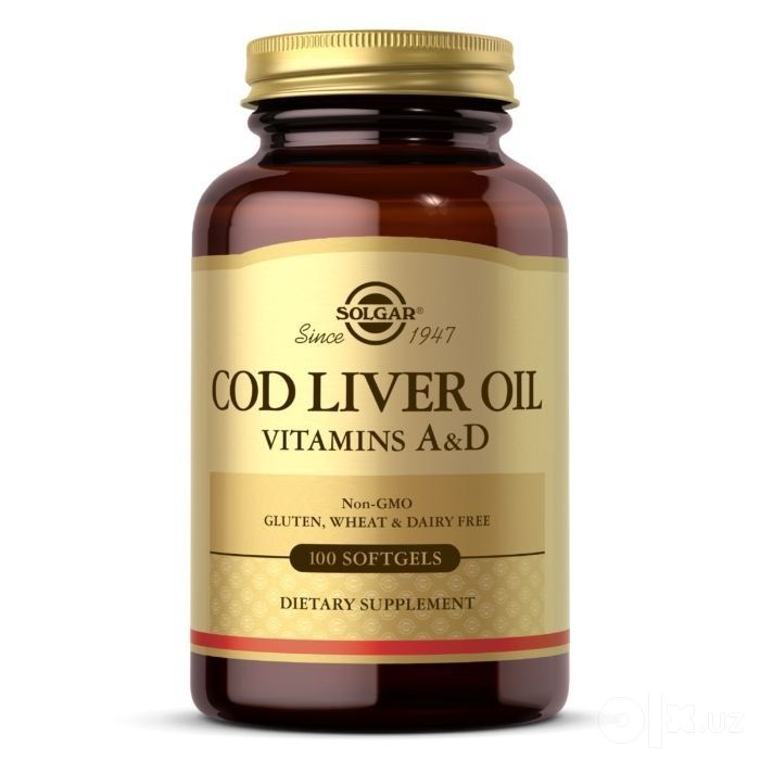 Рыбий жир. Масло печени трески, вит. A,D. Solgar Cod Liver Oil