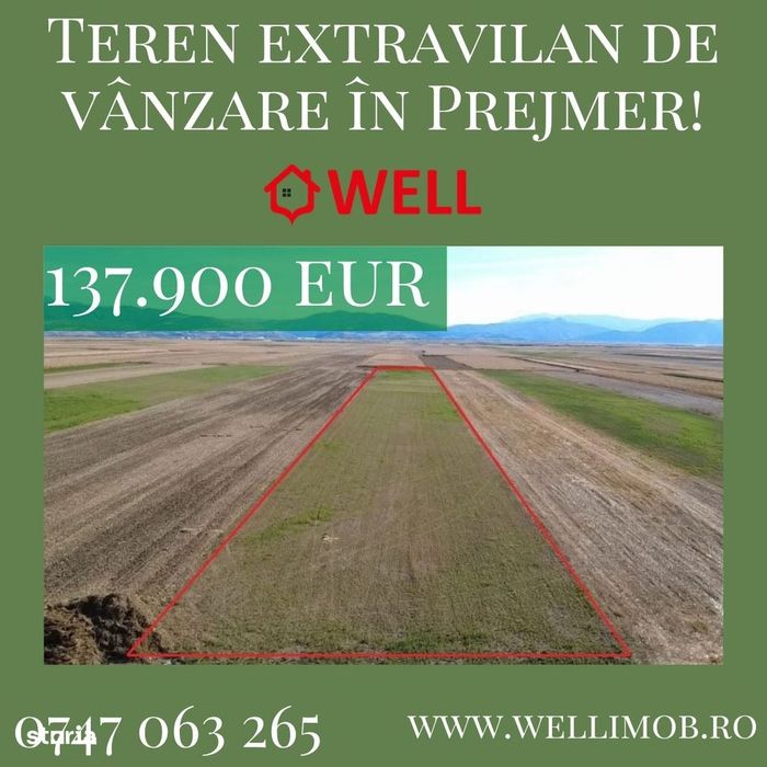 Teren extravilan de vânzare în Prejmer!