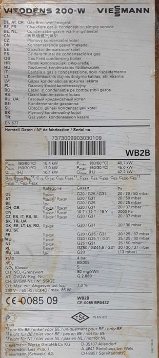 Piese de schimb centrala VIESSMANN VITODENS 200 WB2B.