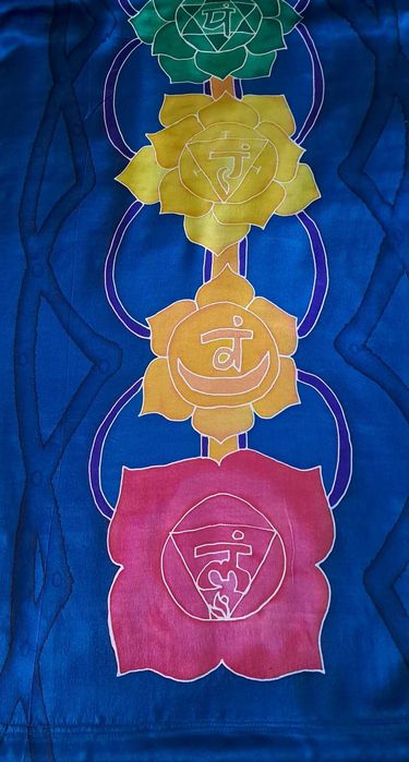Коприна ръчно рисувано пано със седемте чакри