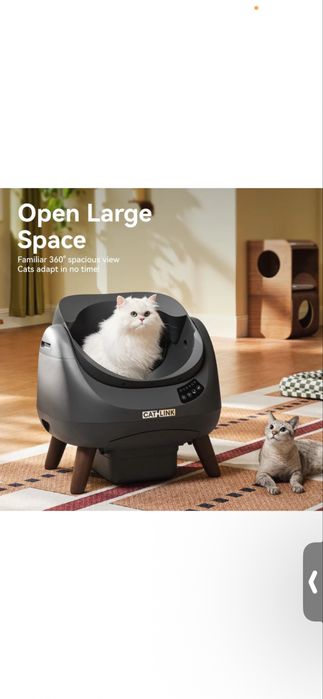 Litiera automata cu autocuratare pentru pisici cu AI integrat Catlink, Open-X, capacitate colectare