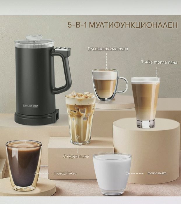 Пенообразувател за мляко/капучинатор BNEHHOV 5в1,600W 350 ML