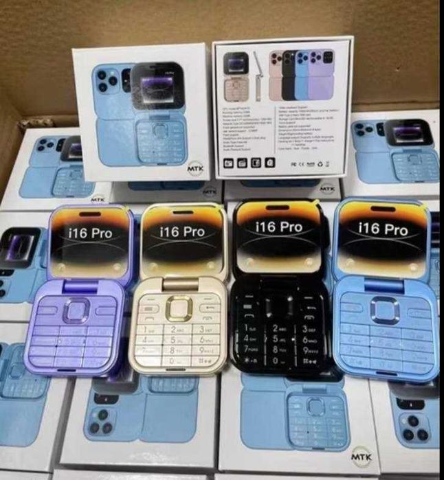 Мини мобилен телефон i16 Pro с двоен екран, LED фенер,камера, Dual SIM