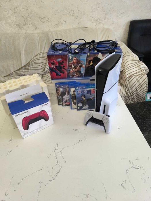 Playstation 5 Slim дисководом 1tb в идеальный 2 джойстк топ игры 4диск