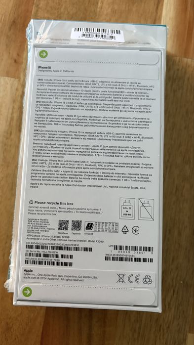 iPhone 15 Black 128 черен Неразопакован! Гаранция!