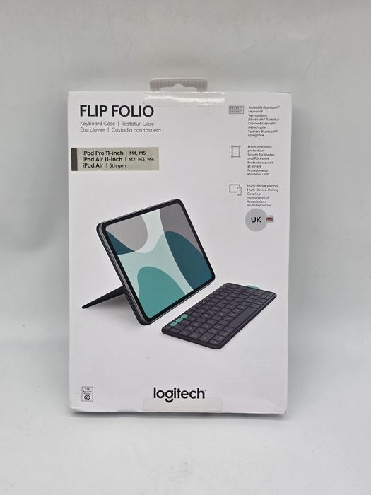 Husa cu tastatura Logitech Flip Folio pentru iPad Air/Pro de 13 inch, Graphite, SIGILATA