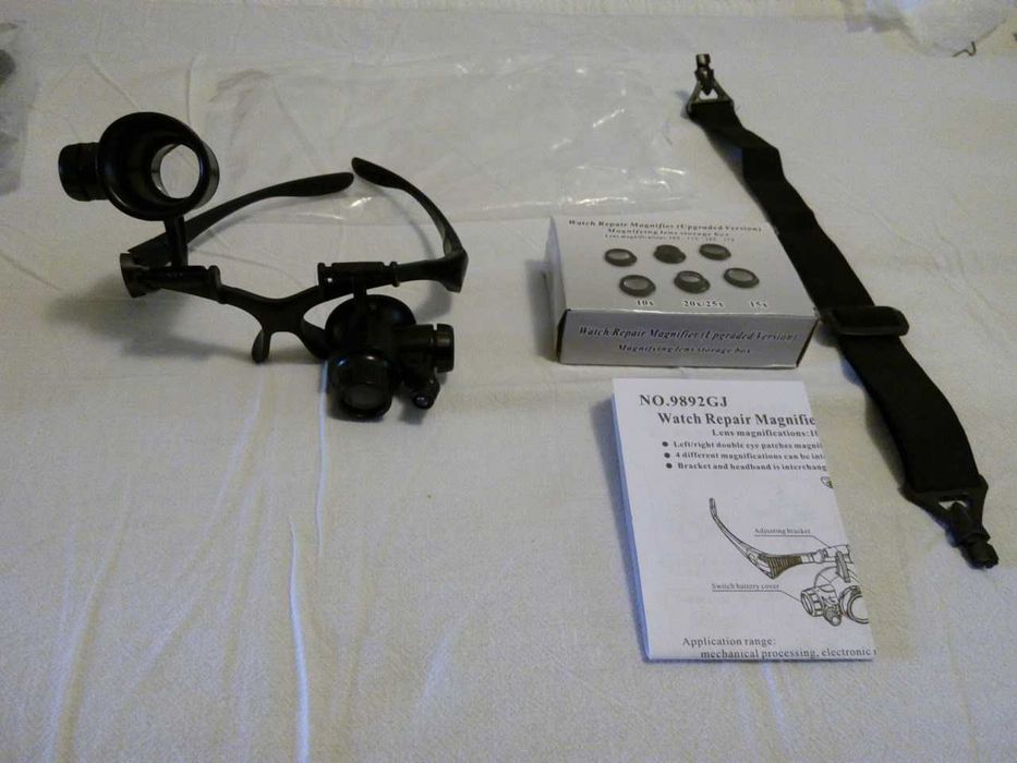 очки+четыре вида увеличительных стекол Х10,Х15,Х20,Х25