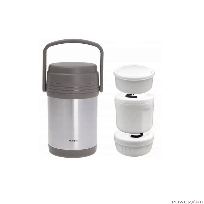 Termos alimentar, din inox, 3 recipiente, capacitate totala 1.5L,