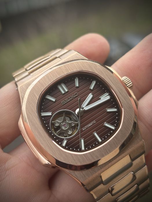 Seiko Mod Automatic  NH38 Nautilus Chocholate Open Heart 41mm