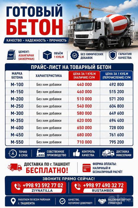 TAYYOR BETON VA PESKABETON, Бетон, Битон, Песка Бетон,