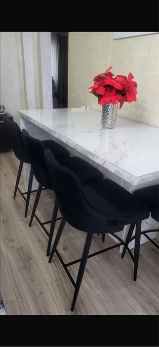 Scaune bar/bucatarie Negre Stofa catifelata