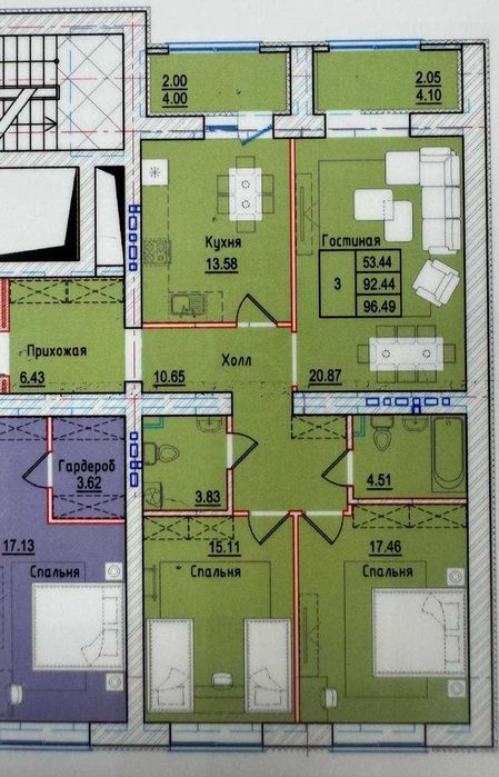 3х ком ЖК Лондон мкр Береке