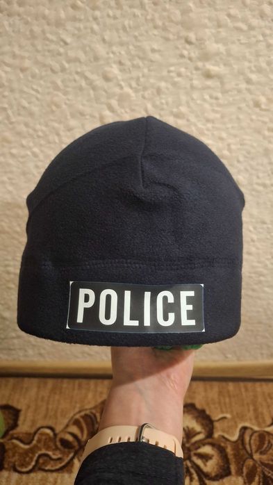 Шапка police, поларена черна и тъмносиня (полицейста шапка)