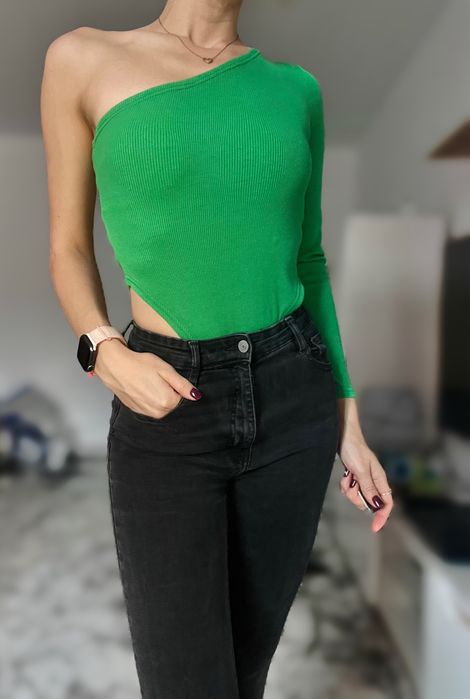 Body asimetric verde cu un singur umăr