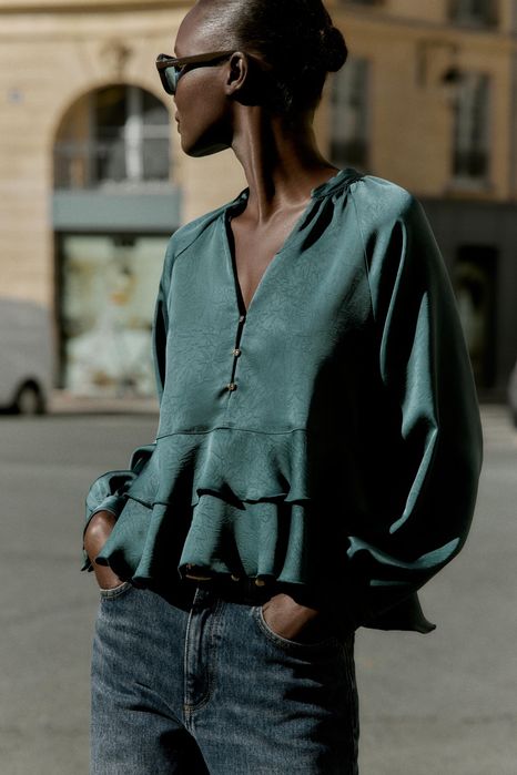 Зара zara зелена блузка