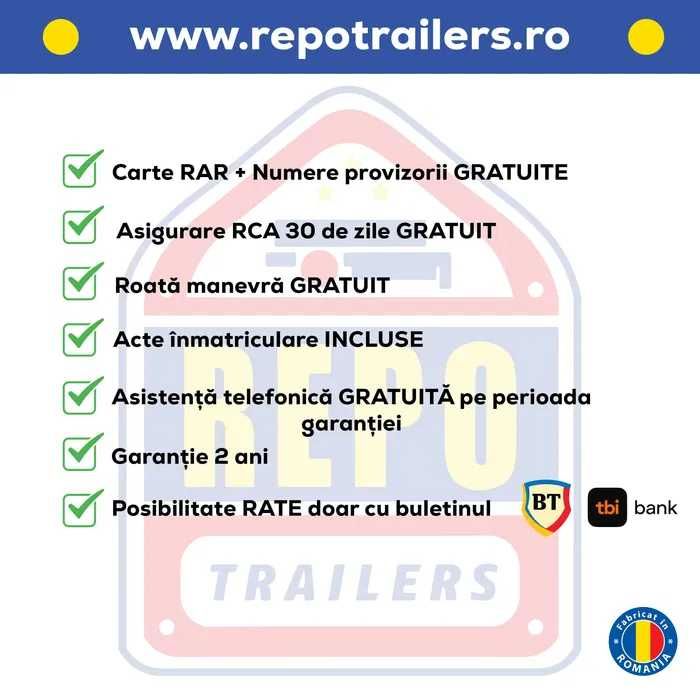 OFERTA Remorca auto 750 kg REPO ,RAR , Fabricat in RO,atv,apicol