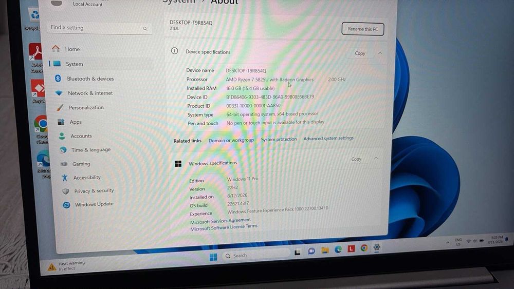 LAPTOP Lenovo ThinkBook 15 G4 ABA, Ryzen 7 5825U, 16 GB RAM, 1 TB SSD