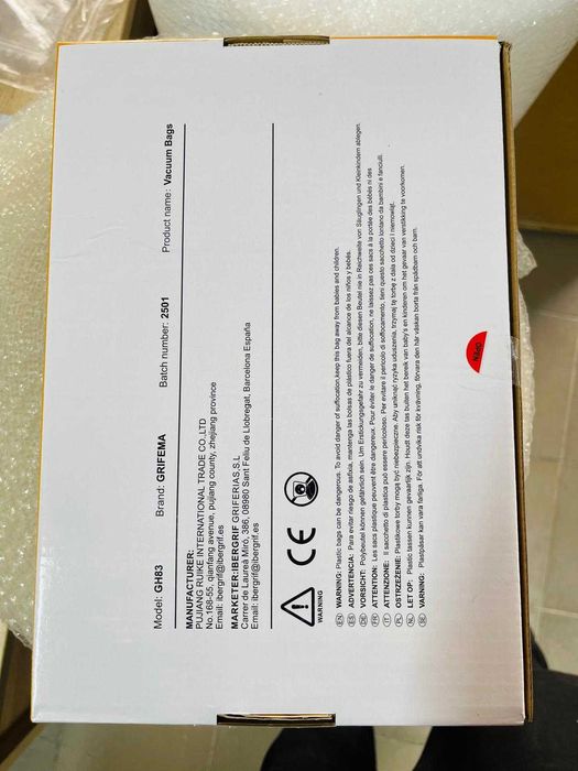 GRIFEMA GH83 Pungi de depozitare sub vid reutilizabile, 12 bucăți (3 x S/M/L/XL) cu pompă manuală