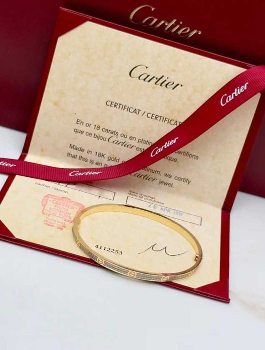Brățară Cartier Love Aurie cu Cristale - nouă, în cutie