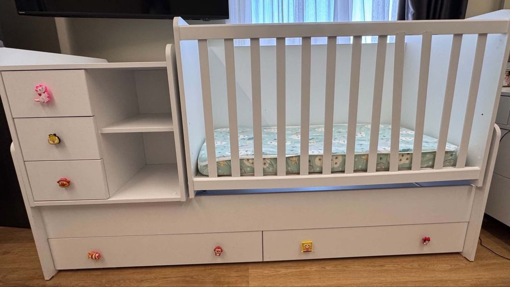 Трансформираща се детска дървена кошара Kikka Boo Lorena, White ПДЧ