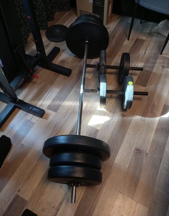 Haltera +gantere+Banca reglabila 155 kg discuri