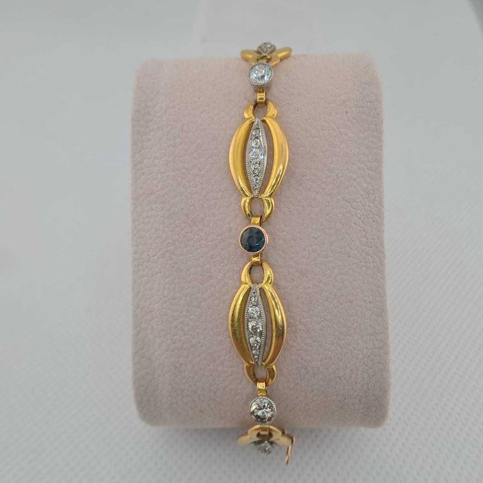 Bratara vintage Aur cu diamante naturale si safire