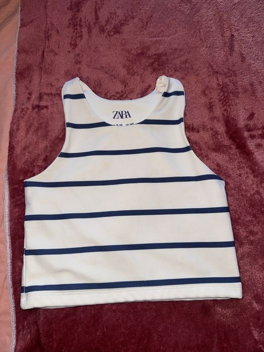 Детски къс потник / кроп топ ZARA – 140 см (9-10 г.) на райета
