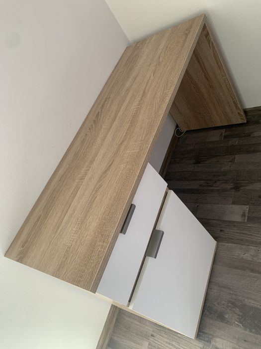 Masă de machiaj / birou compact stejar sonoma – stare impecabilă