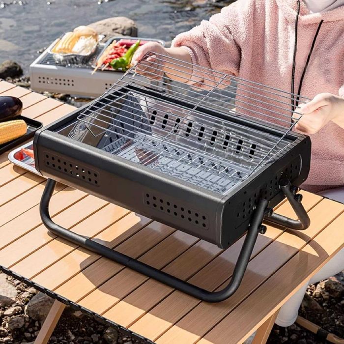 Преносима сгъваема скара барбекю на дървени въглища