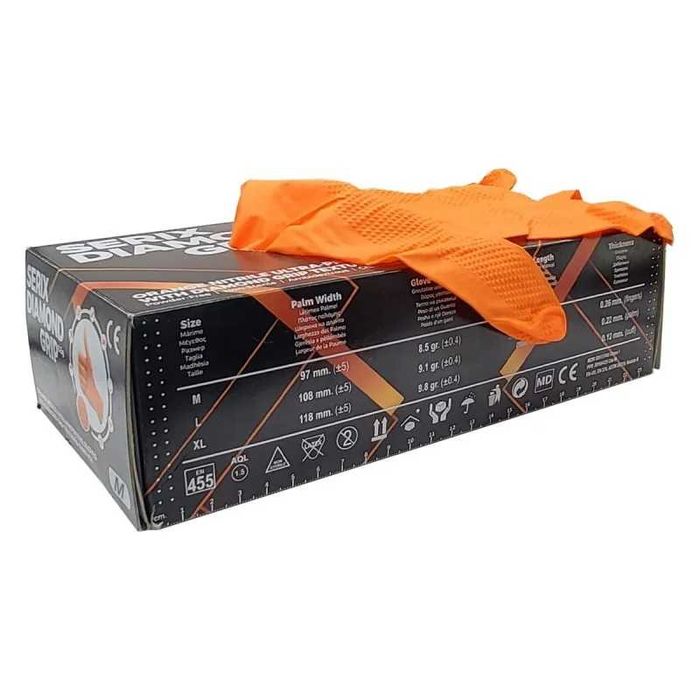 Дебели и плътни АВТОСЕРВИЗНИ нитрилни ръкавици ДИАМАНТЕНА ТЕКСТУРА