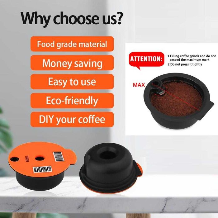 Capsula cafea compatibil Bosch Tassimo, reincarcabila portocaliu