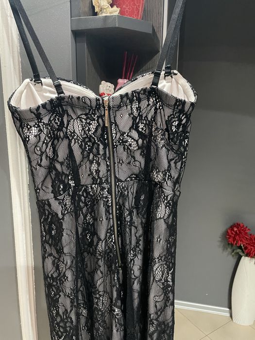 рокля черна, цветна, дантела, бежова с паети