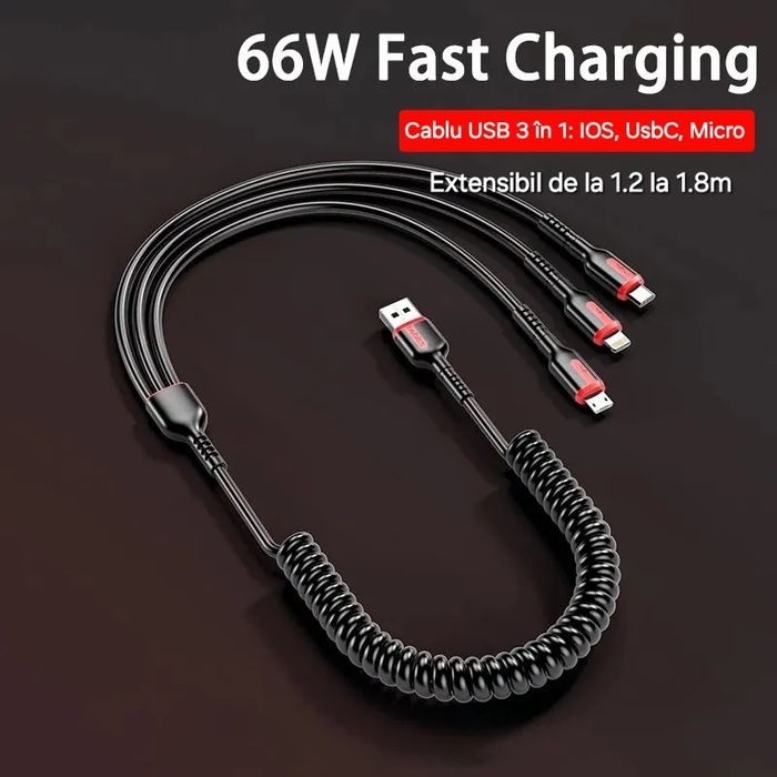 Cabluri Fastcharge+Date 3în1: IOS/USBC/USB. Diferite modele.