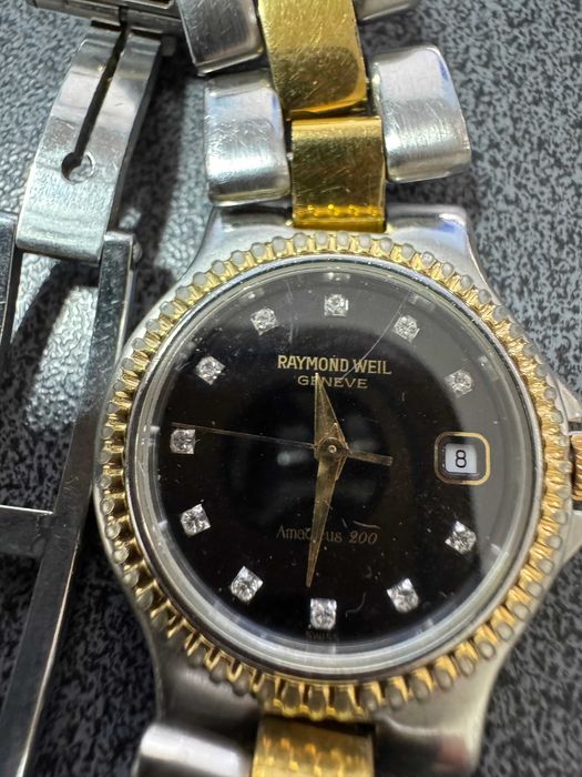 CEAS RAYMOND WEIL AMADEUS 200-9202-Aur-Otel Quartz 24 mm + 11 Diamante