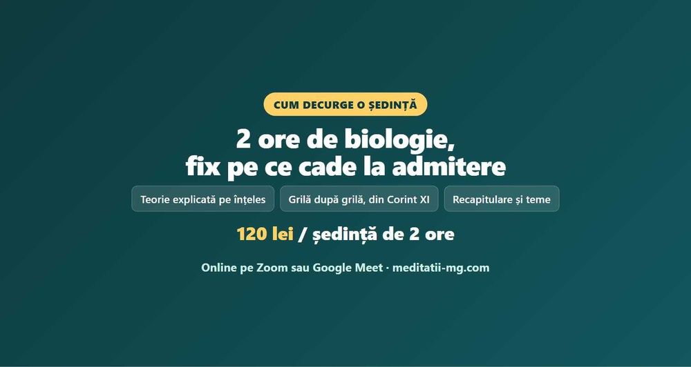 Meditatii Biologie Admitere Medicina - online, prima sedinta gratuita