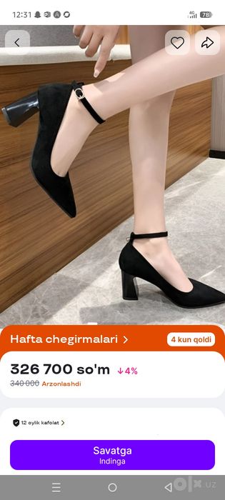 kablok tufli 39 razmer ayollar uchun