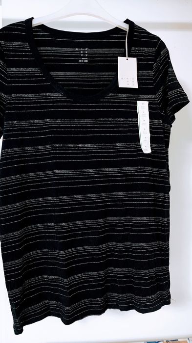 Bluză nouă, damă, mânecă scurtă, negru-argintiu