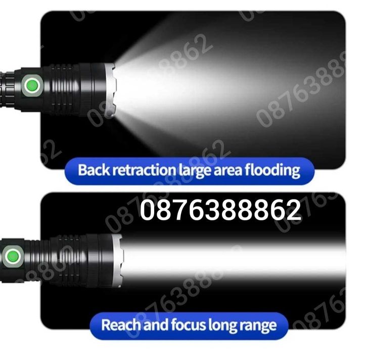 ПРОМО! Мощен лед фенер 900000 лумен POLICE, USB, акумулаторен, зуум