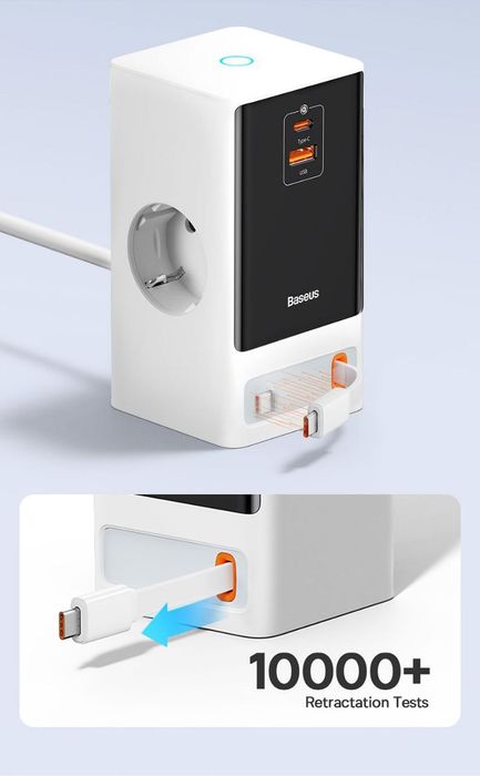 Baseus 65w Gan5 Smart Power Strip Зарядное устройство+ сетевой фильтр
