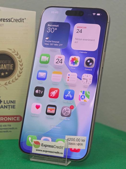 Iphone 16 Pro Max -- 256 GB -- 94% [Ag45 Bacau1 B.33503.35] - Garantie 2 ani