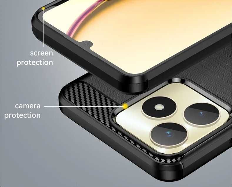 Realme C51 C53 C67 C33 C55 12 Pro+ Удароустойчив Кейс Гръб CARBON