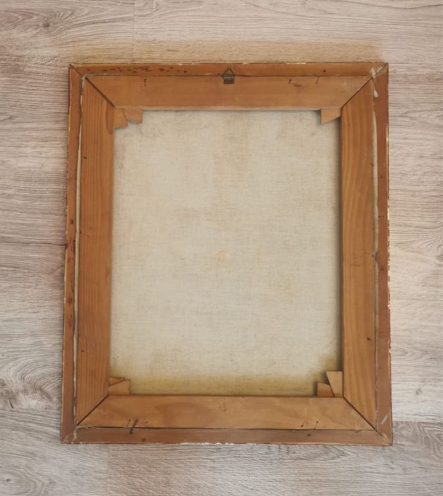 Антикварна картина масло платно рамка авторска подписана