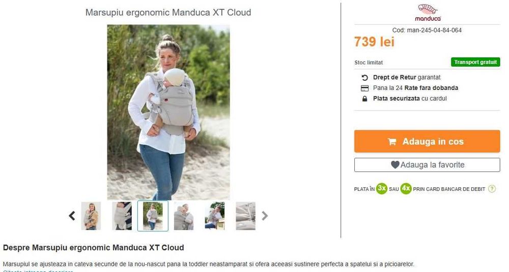 Manduca XT - Marsupiu Ergonomic Aprope NOU