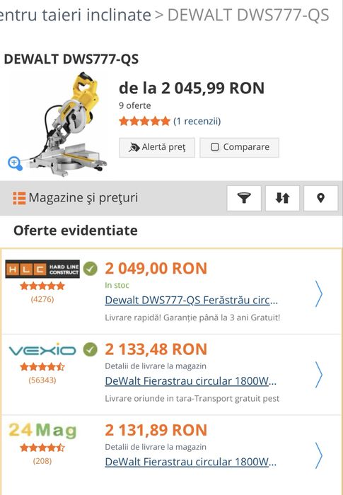 Dewalt DWS777-QS Ferăstrău circular staționar