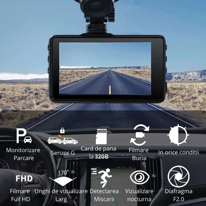 Camera de bord, full HD, fata si spate - NOU