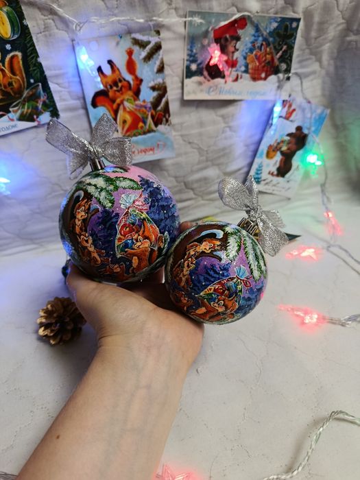 Ёлочные шарики с ручной росписью